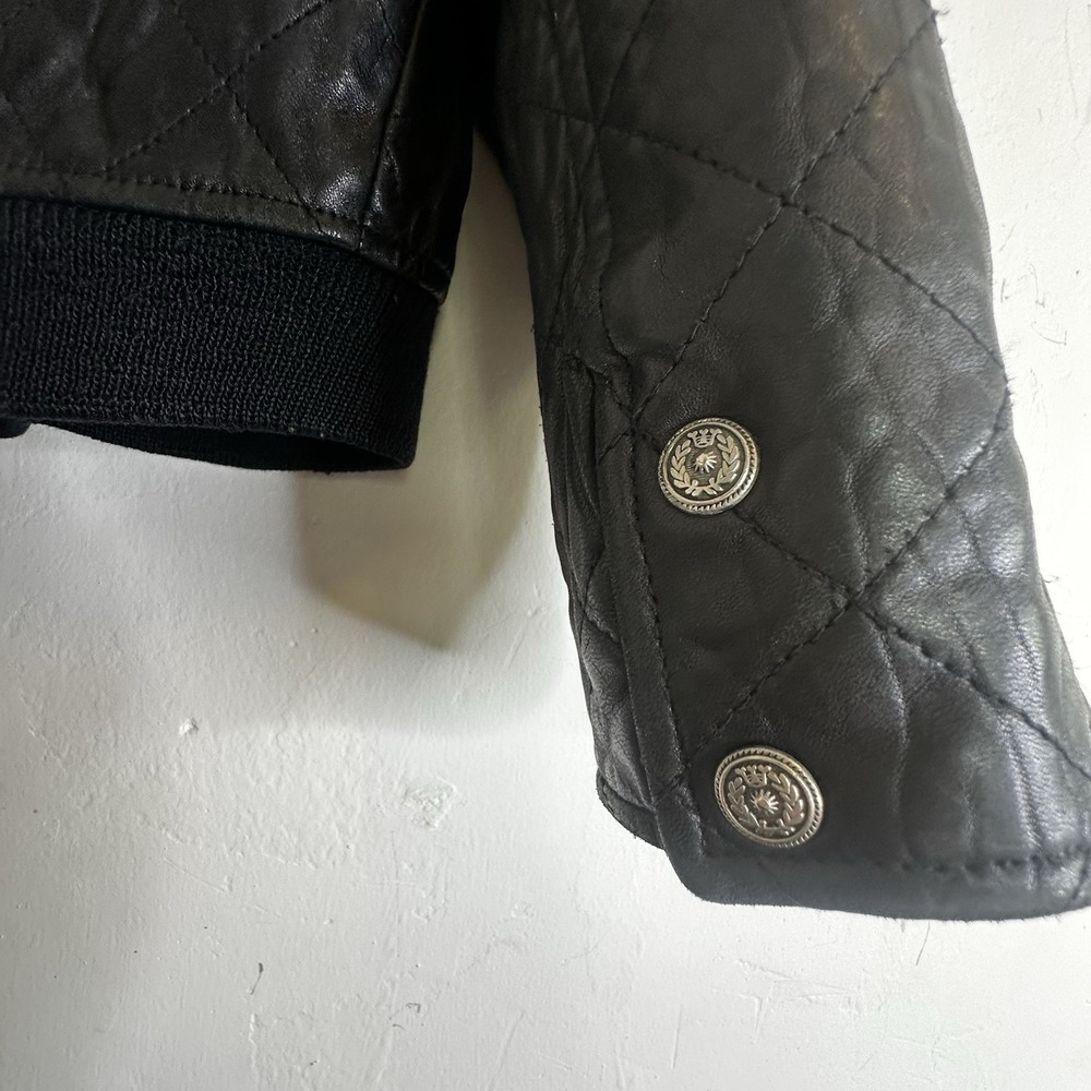 Vtg Express AVENUE DE L' Opera Genuine Black Leather Jacket Women's Moto Sz XS - Picture 6 of 8